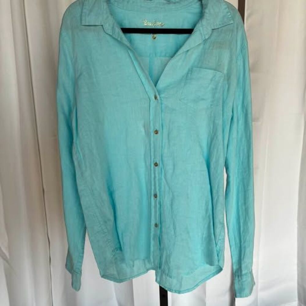 Lilly Pulitzer 100% Linen Button Down Shirt